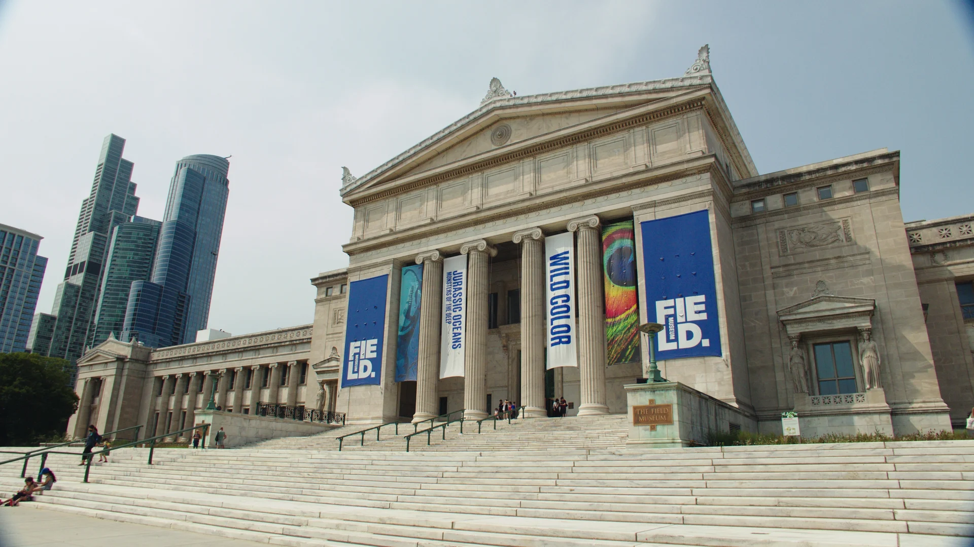 Eingang und klassische Säulen des Field Museum in Chicago