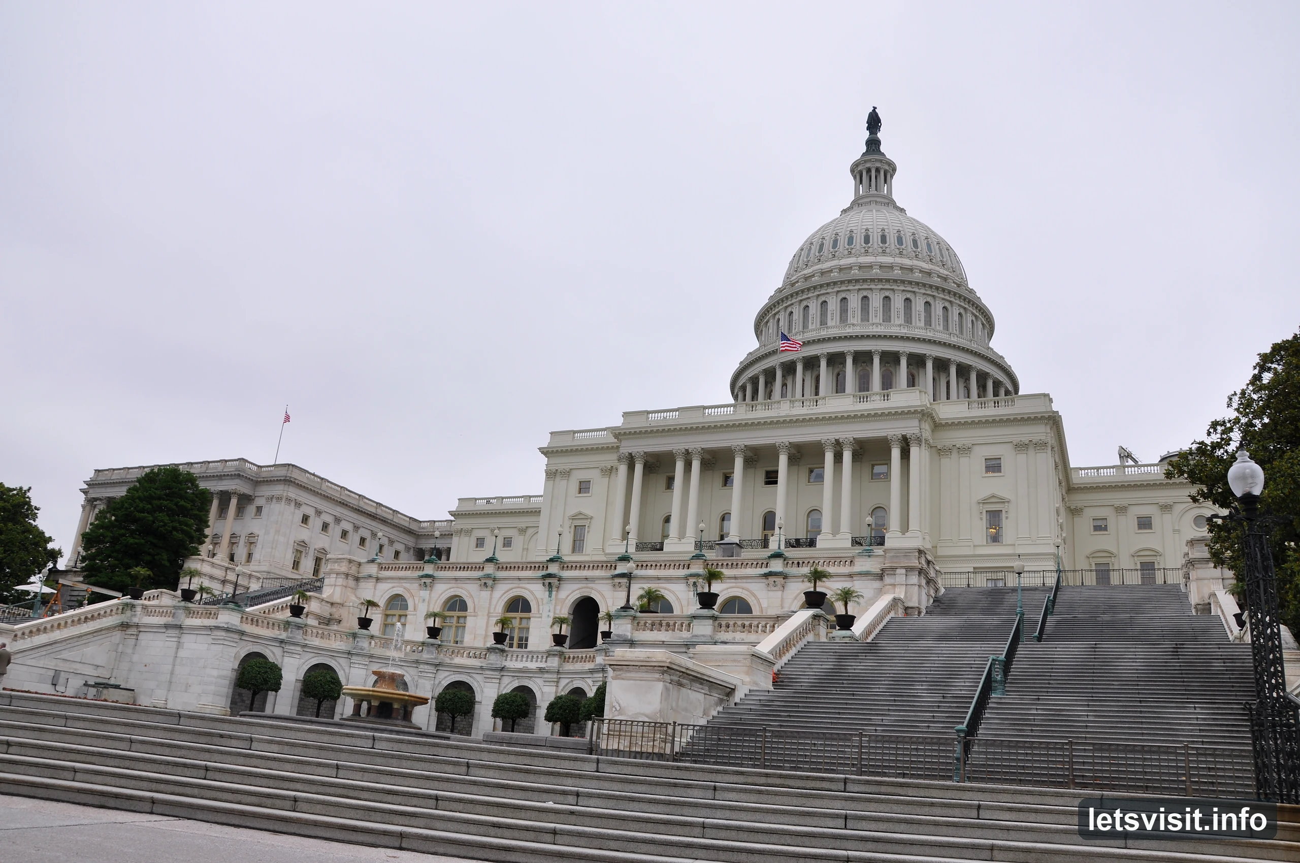 West front of the U.S. Capitol with its dome, terraces and broad staircases
